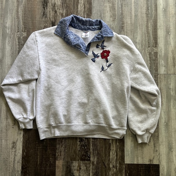 Vintage Jerzees Gray Humming Bird Sweatshirt Size Large - Picture 1 of 5